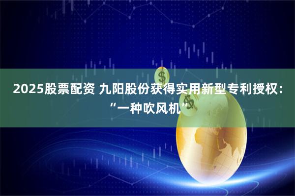 2025股票配资 九阳股份获得实用新型专利授权：“一种吹风机”